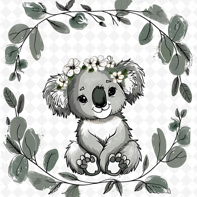 PSD png animal line art and frame stamps коллажная марка естественный эскиз для иллюстрации персонажей