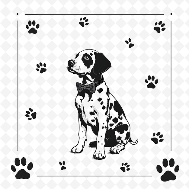 PSD png animal line art and frame stamps collage stamp natural sketch voor de illustratie van personages