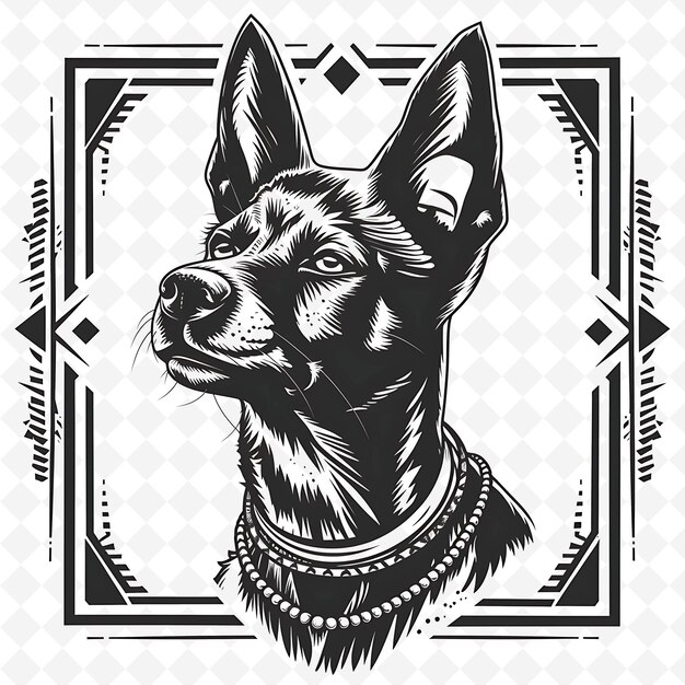 PSD png animal line art and frame stamps collage stamp natural sketch voor de illustratie van personages