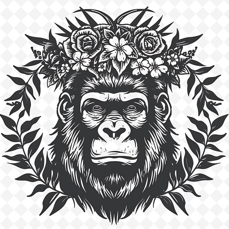 PSD png animal line art and frame stamps collage stamp natural sketch for character illustration
