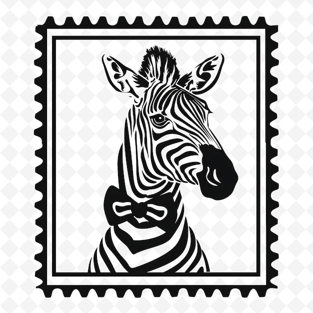 PSD png animal line art and frame stamps collage stamp natural sketch for character illustration