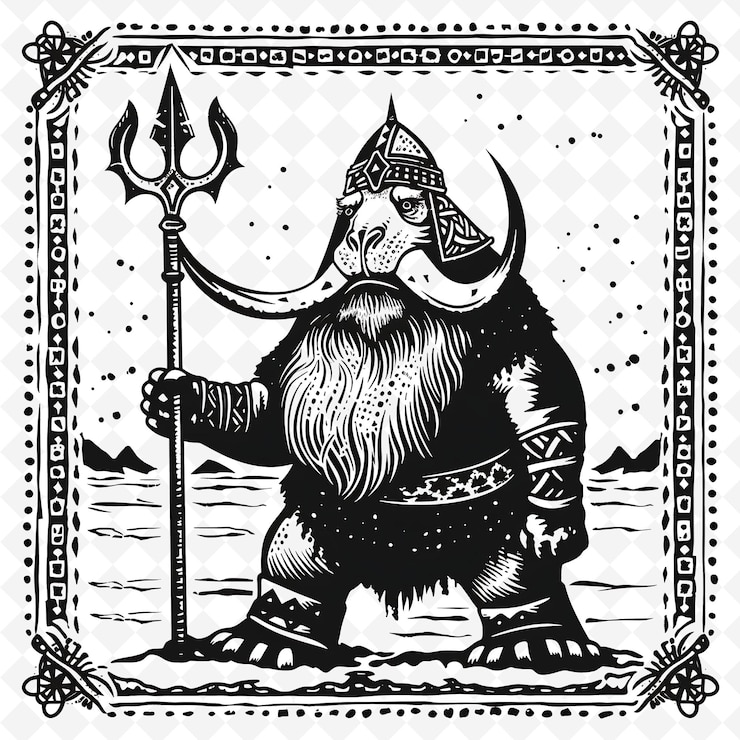 PSD png animal line art and frame stamps collage stamp natural sketch for character illustration