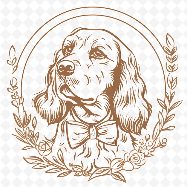 PSD png animal line art and frame stamps collage stamp sketch naturale per l'illustrazione dei personaggi