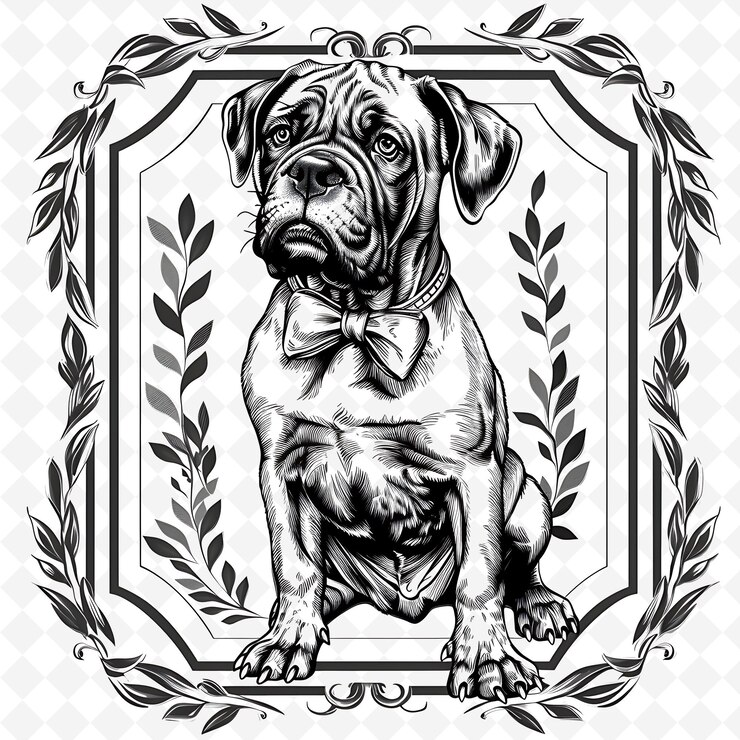 PSD png animal line art and frame stamps collage stamp natural sketch for character illustration