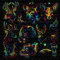 PSD png animal tape decal met neon accented creatures and critters creatief neon y2k vorm decoratief
