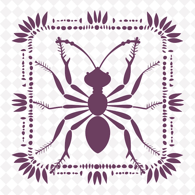 PSD png ant folk art met benen en antennes voor decoraties in de f illustratie outline frame decor