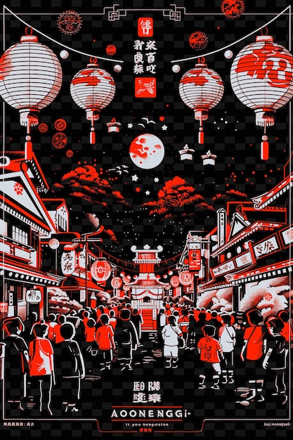 PSD png aomoris nebuta festival with festive street scene floats lan illustration citys scene art decor