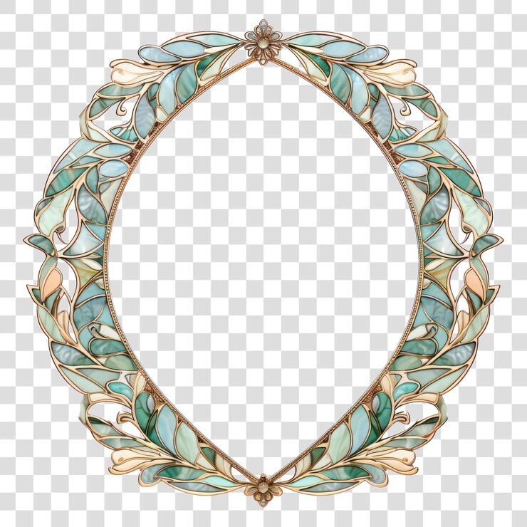 PSD png arch art nouveau leaf jewelry white background