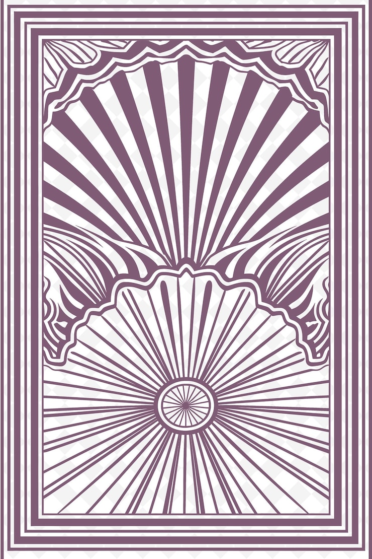 PSD png art deco frame art with fan and sunburst decorations border illustration frame art decorative