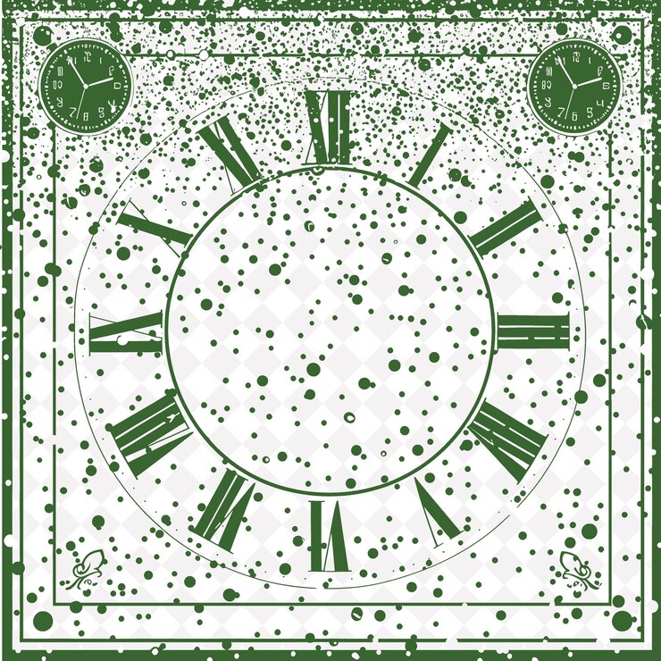 PSD png art deco new years eve folk art with clocks and confetti for traditional unique frame decorative