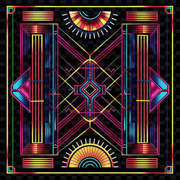 PSD png art deco ленточная наклейка с геометрическими формами и жирными линиями st creative neon y2k shape decorativey