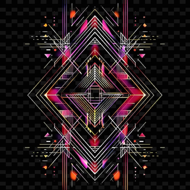 PSD png art deco tape decal con forme geometriche e linee in grassetto st creative neon y2k shape decorativey