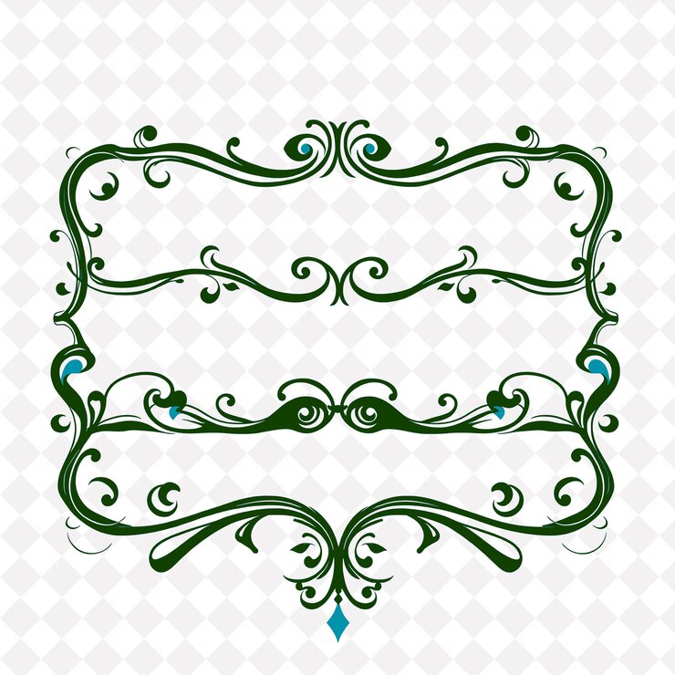 PSD png art nouveau borderlines design with flowing and organic decorations in the st folk art design