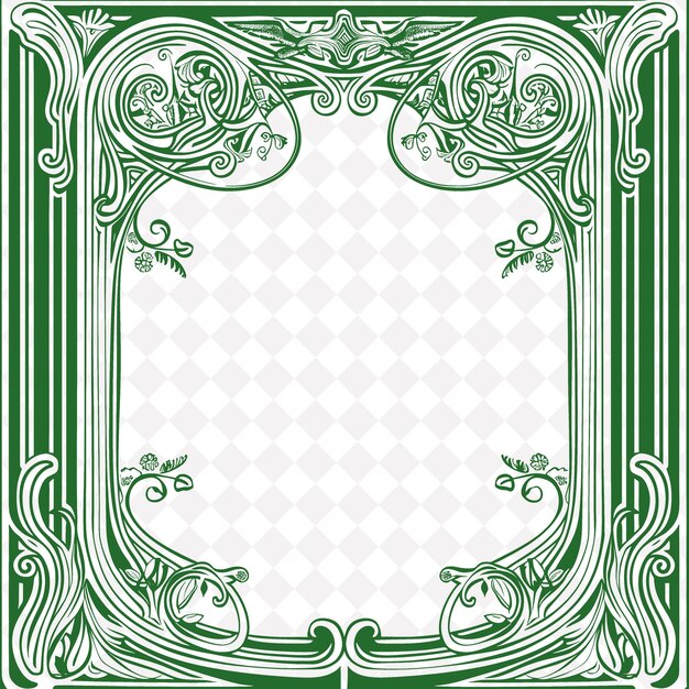 PSD png art nouveau revival folk art with sinuous lines and organic traditional unique frame decorative