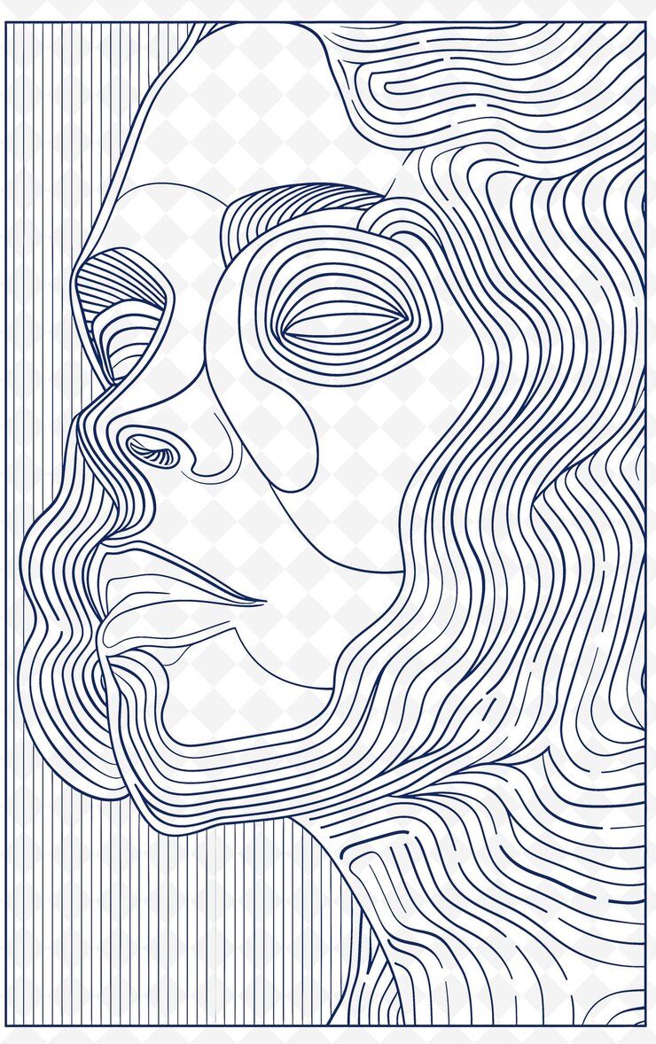 PSD png art postcard design with minimalist frame style design decor outline arts scribble decorative