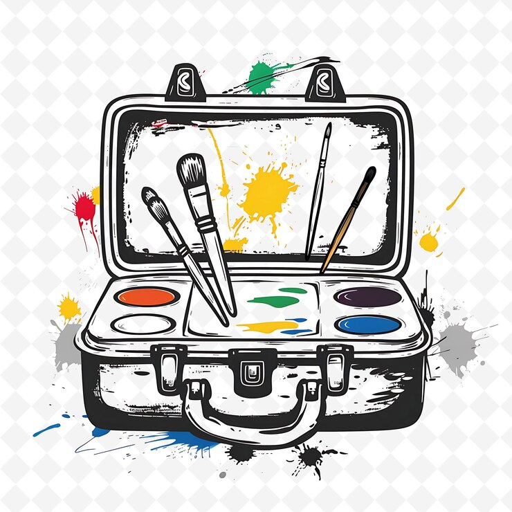 PSD png art set z kapryśnym projektem z paletą pędzli outline art creative designs