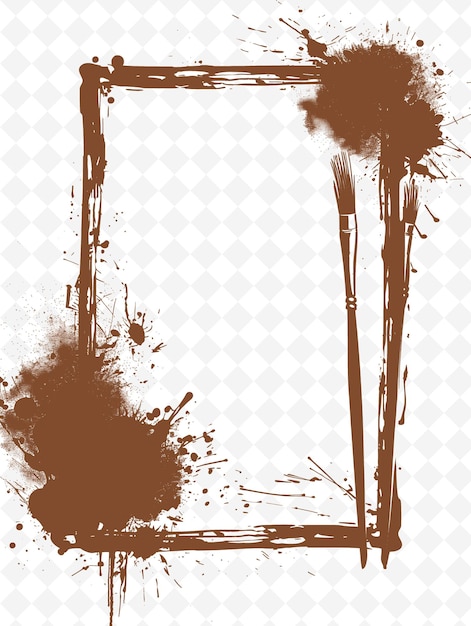 PSD png artistic frame art met penseel en palette decoraties b illustration frame art decorative