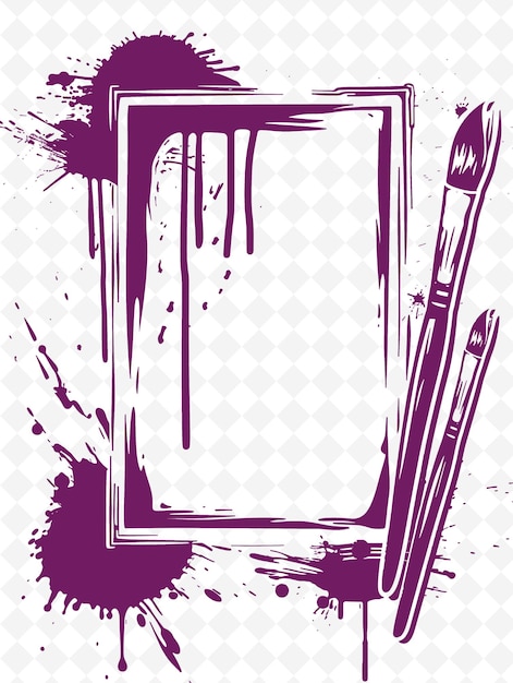 PSD png artistic frame art met penseel en palette decoraties b illustration frame art decorative