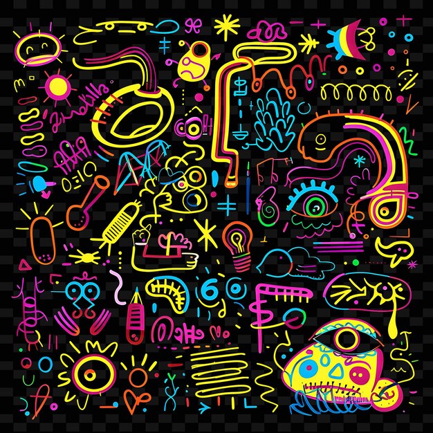 Png Artistic Tape Decal Z Ręcznie Narysowanymi Ilustracjami I Doodl Creative Neon Y2k Shape Decorativee