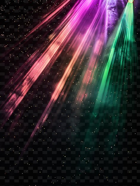 PSD png aurora light rays with shimmering light and green pink spect neon transparent y2k collections