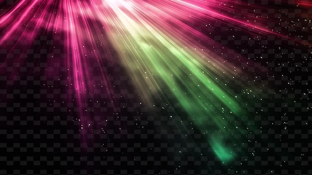 PSD png aurora light rays con luce scintillante e verde spettro rosa neon trasparente collezioni y2k