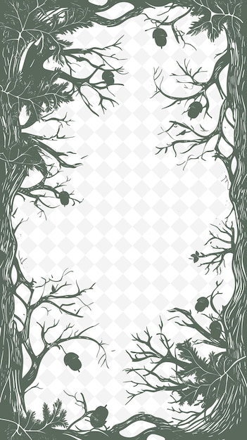 PSD png autumn frame art with falling leaves and acorn decorations b illustration frame art decorative