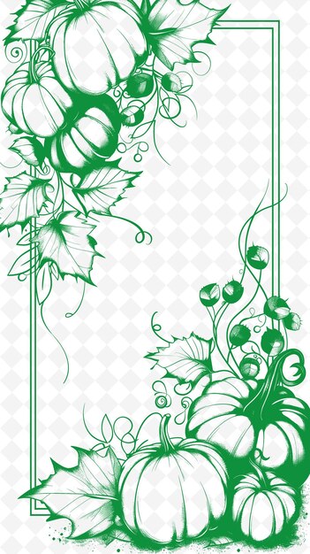 Png autumn postcard design with harvest frame style design decor outline arts scribble decorative