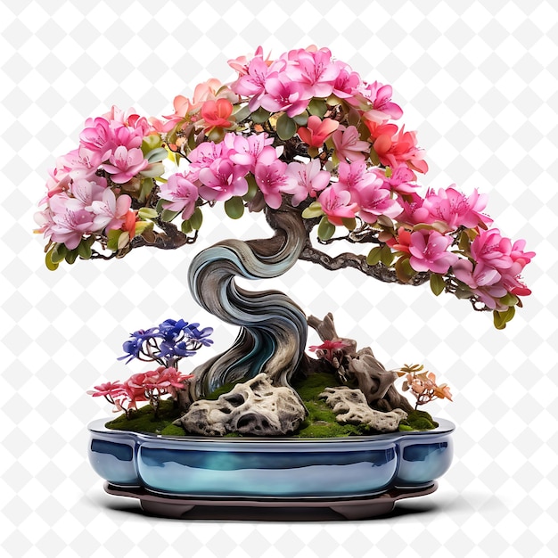 Png Azalea Bonsai Drzewo Szklany Garnek Małe Owalne Liście Artystyczne Conc Przezroczyste Różnorodne Drzewa Dekoracja