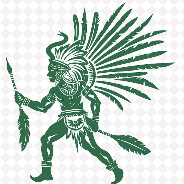 PSD png アズテックの戦士 アットラトルとタラヒズトリを表す アギ 中世の戦士のキャラクター形