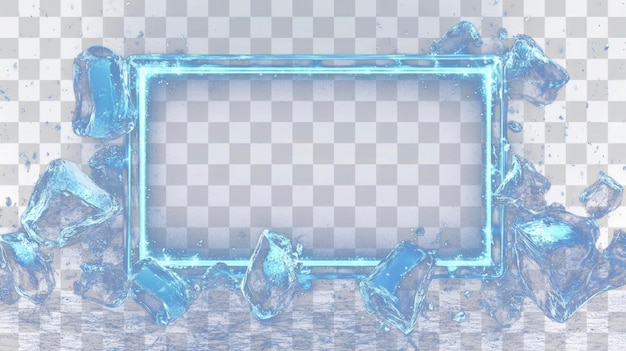 PNG 背景 冬のガラス 氷の冷たい 広い長方形のフレーム イラスト 抽象的なクリスタル