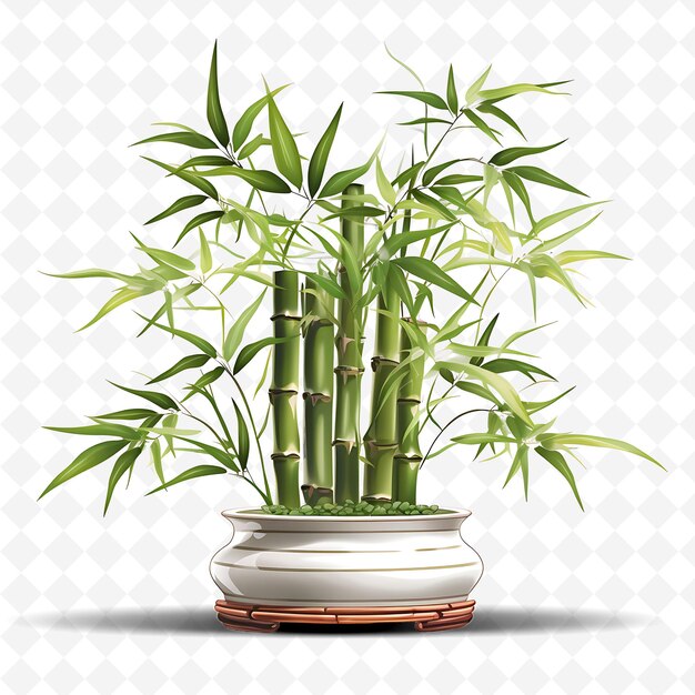 PSD png bamboo bonsai tree bamboo pot slender leaves zen concept nat transparent diverse trees decor