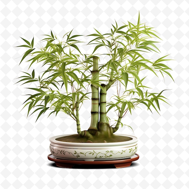 PSD png bamboo bonsai tree bamboo pot slender leaves zen concept nat transparente diversi alberi decorazione