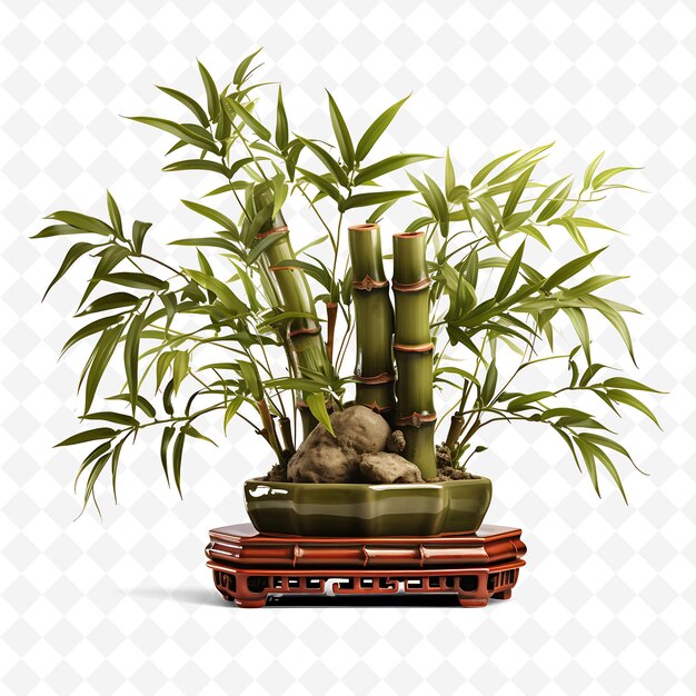 Png bamboo bonsai tree bamboo pot slender leaves zen concept nat transparent diverse trees decor