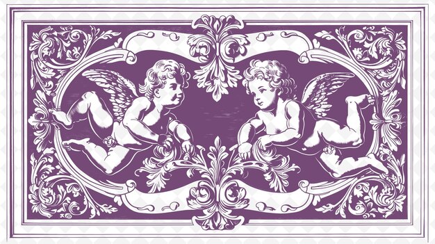 Png baroque frame art with cherubs and intricate patterns decora illustration frame art decorative
