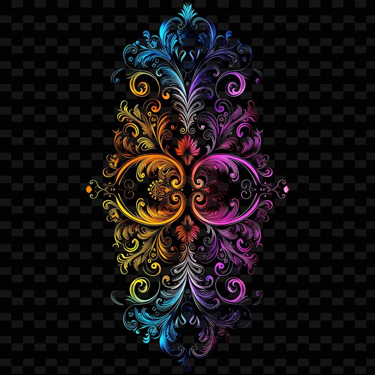 PSD png baroque tape decal with lavish ornate designs and opulent d creative neon y2k shape decorativee
