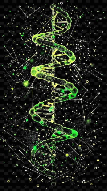 PSD png biotech tape decal met dna strands en biomechanische delen creatief neon y2k vorm decoratief