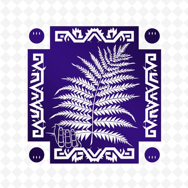 PSD png birds nest fern met gorilla handprint patterns en flat vec outline dieren en tropische bladeren