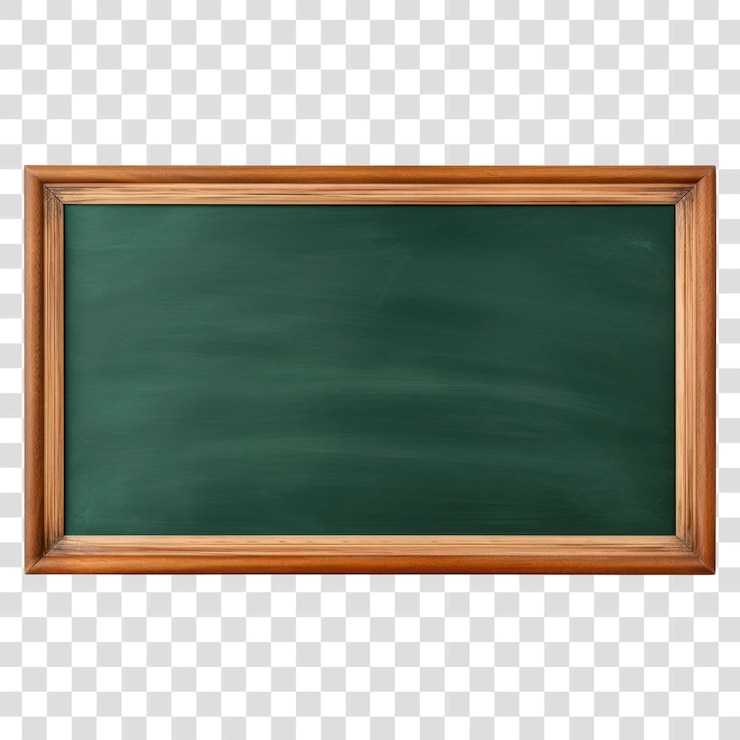 PSD png blackboard z drewnianą ramą zielona pusta prezentacja