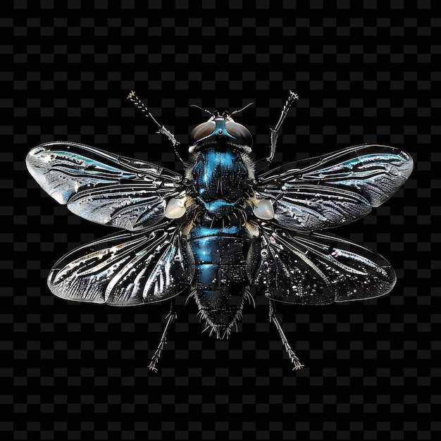 PSD png blowfly con corpo metallico formato in olio materiale trasparente forma animale arte astratta