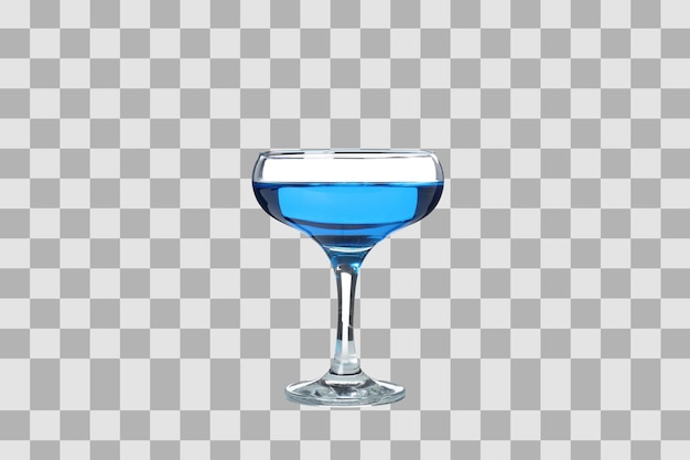png blue cocktail in glass isolated on white background