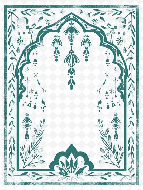 PSD png bohemian postcard design with a moroccan frame style featuri outline arts scribble decorative