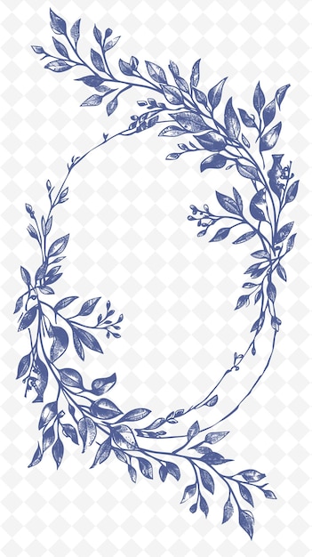 PSD png botanical frame art with floral wreath decorations border fr illustration frame art decorative