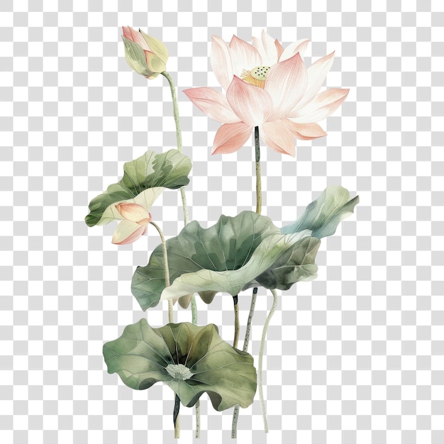 PNG Botanische illustratie lotus bloemplant lelie