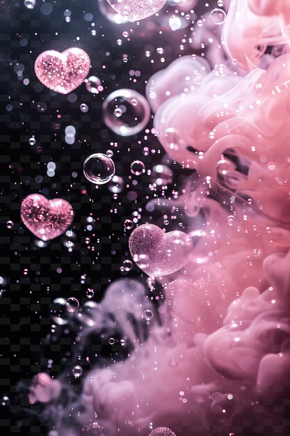 PSD png bubble smoke met dikke bubbels en pastel roze kleur rook unieke stralende neon licht strepen