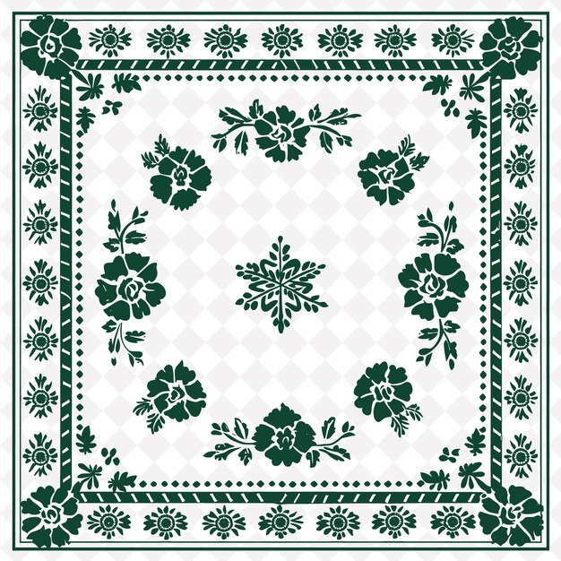 PSD png bulgarian folk art with roses and folk patterns for decorati traditional unique frame decorative
