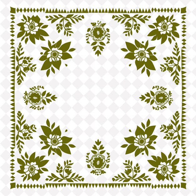 PSD png bulgarian folk art with roses and folk patterns for decorati traditional unique frame decorative