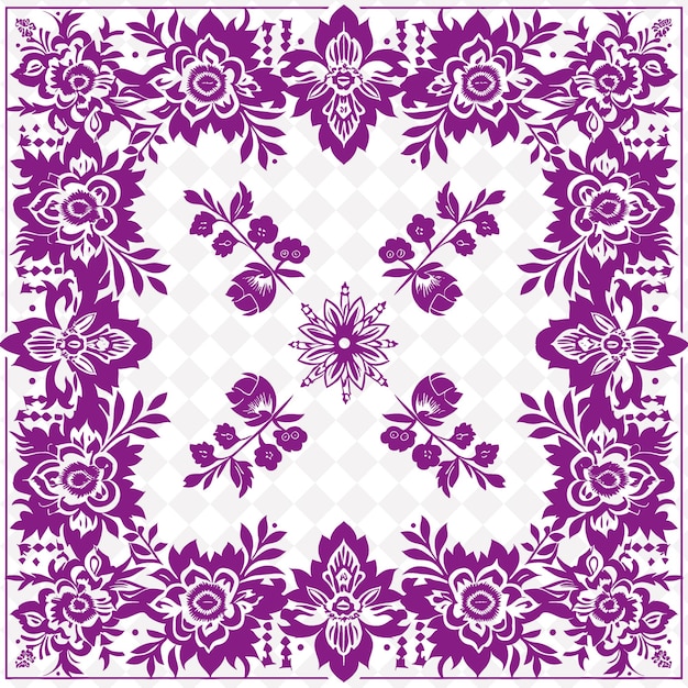 PSD png bulgarian folk art with roses and folk patterns for decorati traditional unique frame decorative