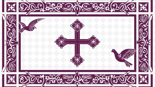 PSD png byzantijnse mozaïek raamkunst met kruis- en duivendecoraties b illustratie raamkunst decoratief