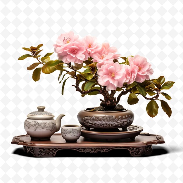 PSD png camellia bonsai tree clay pot glossy leaves inner beauty con transparent diverse bomen decor