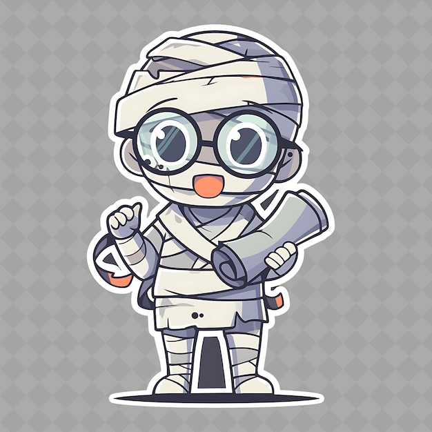 PSD png 매혹적이고 카와이 애니메이션 mummy boy with mummy bandages a creative chibi sticker collection